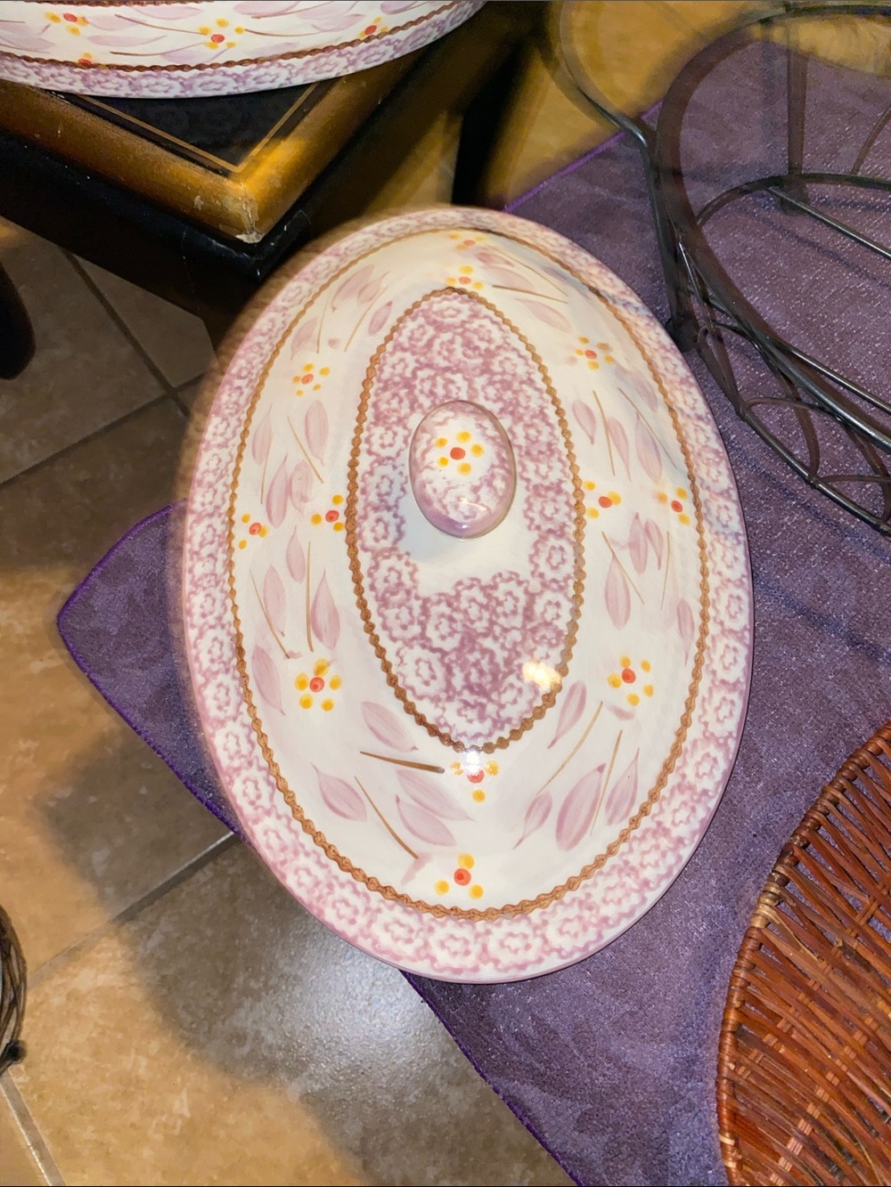 Temptations 4PC Old World Pink and White Floral Ceramic Covered Casserole Dish - Picture 5 of 9